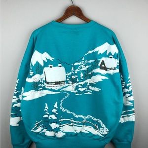 Vintage Snow Scene Winter Crewneck Sweatshirt